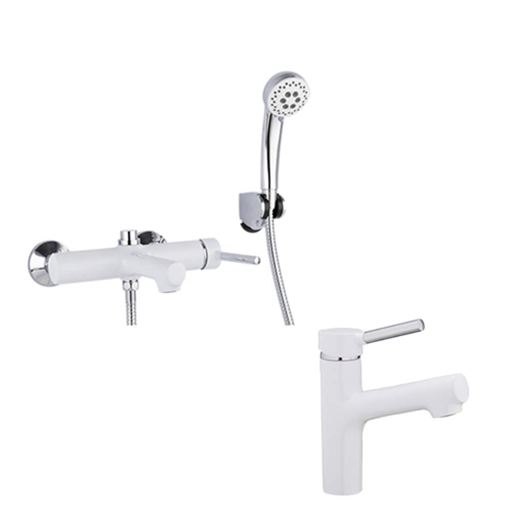 Robinet de salle de bain blanc en laiton haut de gamme, mitigeur lavabo design moderne