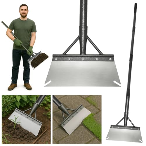 Pelle & Sol Garden Shovel & Moss Remover Tool w/Pole - Heavy Duty Shovel Gardening, Floor Scraper, Weed Scraper - Manual Weeding, Garden Tools & Equipment for Gardening - Handle Included (26cm)