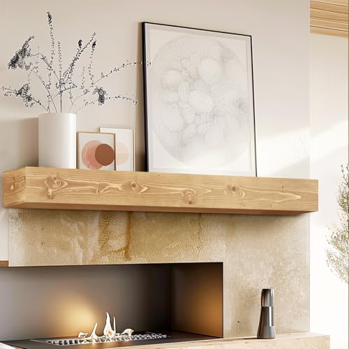 YLYHSST 48' Fireplace Mantel, 5'' Thick Handmade...