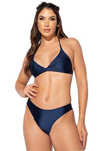 Biquíni Top Aviador Brilhoso Cintura Alta Fio Duplo Asa Delta MVB Modas