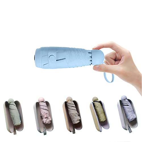 BAODINI Mini Travel Umbrella With Case Small Compact UV Umbrella Protection Sun Lightweight Tiny Pocket Umbrella