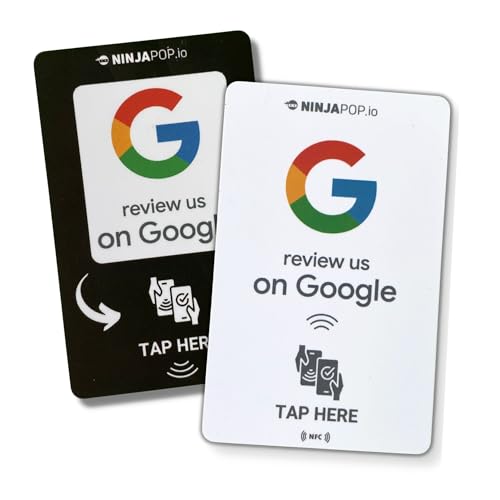 Ninja Pop NFC Google Review Cards –| Tap to Leave a Review Cards for Small Business | Contactless Review Request Cards | Customer Feedback NFC Business Tools (2 Cards)