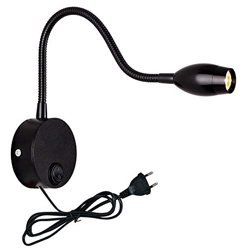 Preisvergleich Produktbild Wandleuchten Spotlight-Bett-Leselampe, justierbare Schwanenhalswandleuchte moderne kreative Aluminium-LED-Augen-Schlauchwandleuchte, britisches und amerikanische Norm Plug In Fixture (Color : Black)