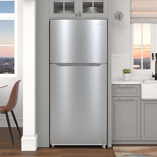 Image of KoolMore 30 Inch 20 Cu Ft Top Freezer Refrigerator, Stainless Steel, Freestanding Full Size Fridge Freezer for Home Kitchen or Garage