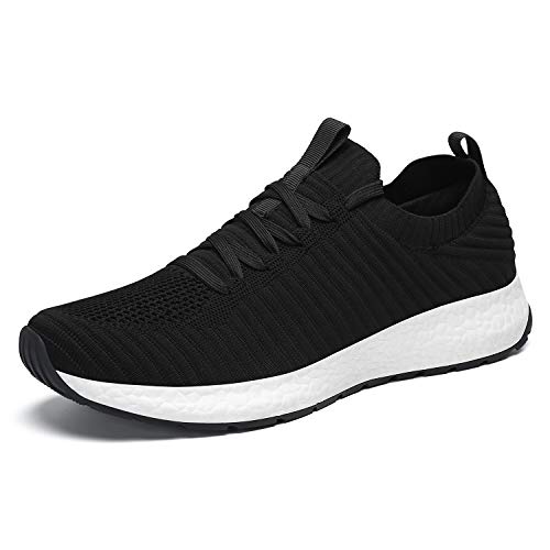 Dannto Mens Walking Running Shoes Breathable Slip On Sneakers Comfort For Sports Gym Tennis (Black,Eu45) #TOP25