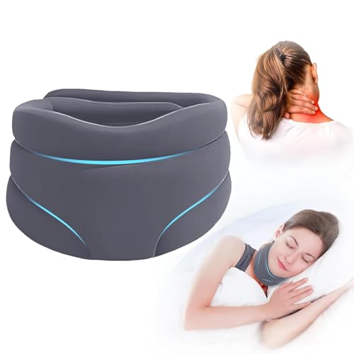 Collare Cervicale Morbido,Collare Per Cervicale Regolabile,Cervicale Collo Rimedi,Per Alleviare il Dolore e la Pressione Sul Collo,Taglia Unica,Uomini-Donne,Per Viaggiare,Lavorare,Dormire (Grigio)