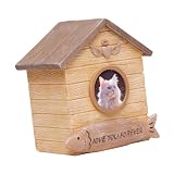 diwedaso Urna commemorativa per Cani con Cornice per ricordi Duraturi. Urne per Animali Domestici per Cani realizzate in Resina. Cornice per Foto attaccata, Gatto, 13.5x9x15 cm