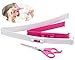 Produktbild cococity Haarschere Set 2 Stück Haarschneide Hilfe Clip + 1 Friseurschere Scherer-Trimmer Verdünnung Hairstyling Salon Schneidwerkzeuge Kit DIY Hair Styling Ruler (Weiß/Rosa)