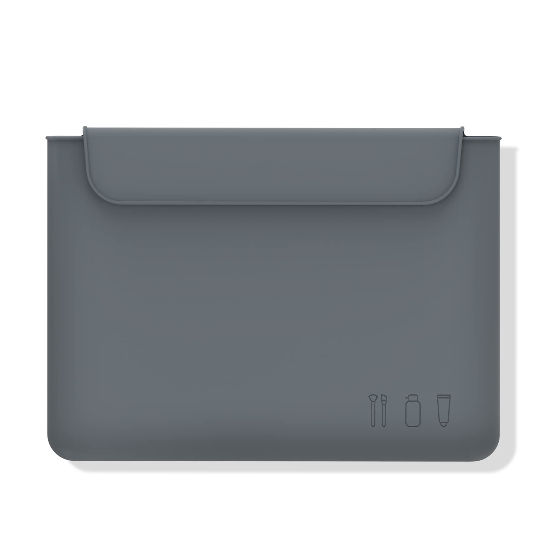 FERYES Silicone Makeup Bag, Premium Travel Toiletry Bag for Women, Easy Carry Cosmetic Bag for Makeup, Beauty Tools, and Brushes - Grey