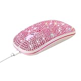 HXMJ Bling Dazzling Rechargeable 2.4GHz+5.2 Bluetooth Wireless Mouse Covered with Crystal Diamond Rhinestone,RGB Backlit,Great Gift idea for Her (Pink)