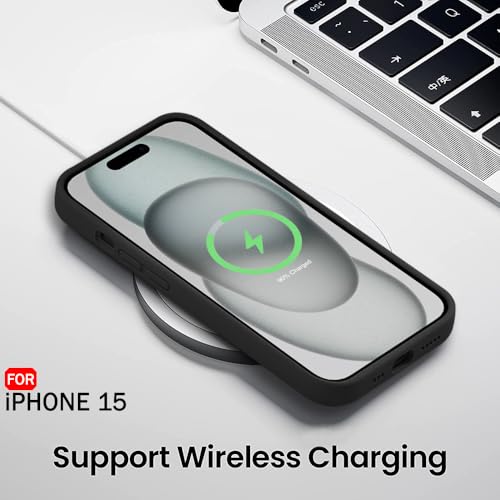 Image of TheGiftKart Liquid Silicone Back Cover Case for iPhone 15 | Soft Micro-Fibre Lining Inside | Camera & Screen Protection | Shockproof Back Cover for iPhone 15 (Silicone, Rich Black)