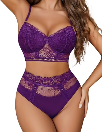 Image of Avidlove Lingerie Sets for Women Bra and High Waist Panty Set 2 Piece Lace Babydoll Outfits S-XXL