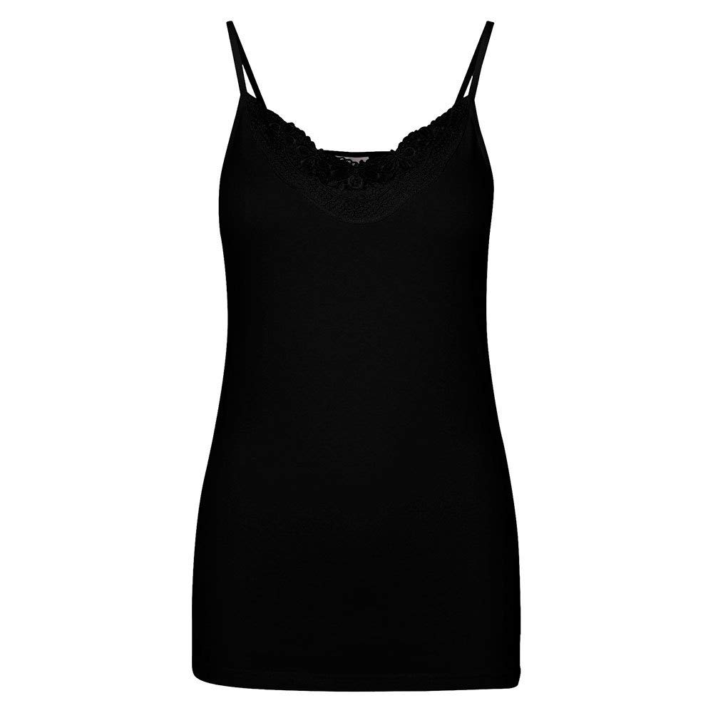 Vero Moda Cotton Vest Top With Lace Trim Women's Black Extra Large