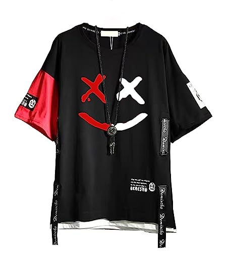DUDHUH Men’s T-Shirts Techwear Japanese Streetwear Hip Hop Short Sleeve Shirts for Men