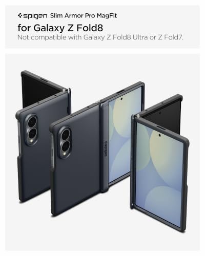 Image of Spigen Slim Armor Pro MagFit Case for Samsung Galaxy Z Fold 8, Metal Slate | Magsafe, Hinge Protection, Slim Fit, Wireless Charging, Thermoplastic Polyurethane, Poly Carbonate, Metallic