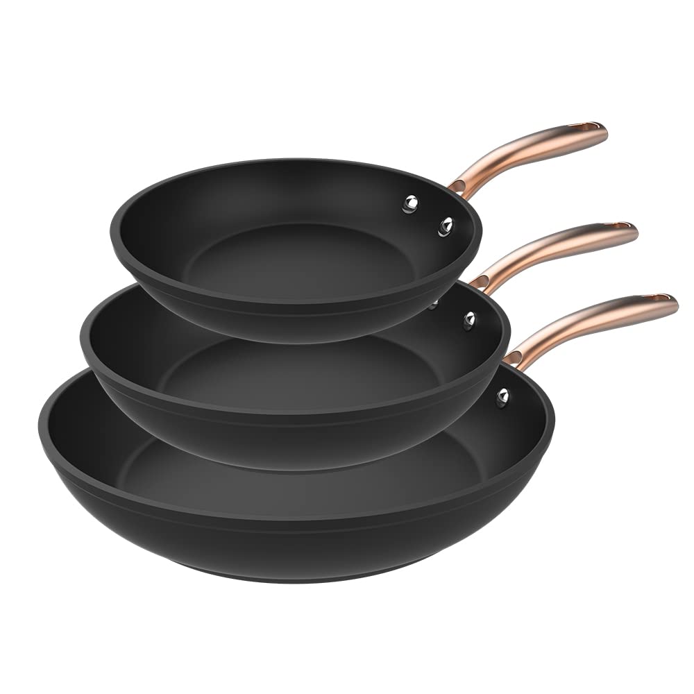 Cecotec Set de Sartenes Polka Fantasy 20-24-28 Bucket Golden. Diámetro 20-24-28 cm, Aluminio Forjado, Revestimiento Antiadherente Platinum Plus Teflon, Libre PFOA, Aptas para Inducción