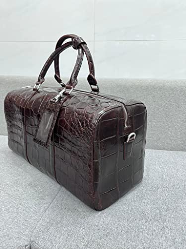 Genuine alligator crocodile leather skin Travel Duffels bags, overnight bags, gym bag, sport dufel bags (Brown)3