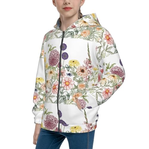Autumn Garden Kid Hoodies Boys Zip Up Sweatshirts Girls Pullover with Pocket