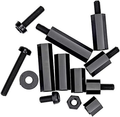 HongBoom 260 Pcs Black M3 Male Female Nylon Hex Spacer Standoff Screw Nut Assorted Kit