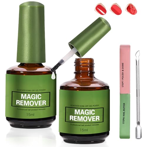 2 Piezas Removedor Esmalte Semipermanente, Quitaesmalte Gel, Quita Esmalte Semipermanentes Para Uñas con Lima de Uñas y Rascador de Esmalte, Elimina Fácil y Rápidamente el Esmalte en 3-5 Minutos