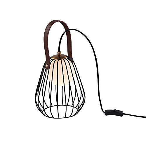 Lampe à poser, lampe de table, lampe de chevet, style moderne, Loft, Armature en metal couleur noir et or, Abat-jour en metal et en verre couleur blanc, 1 ampoule, excl. 1 G9 28W 220-240V