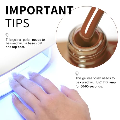 Image of CANNI 9ml Caramel Coffee Brown Gel Nail Polish, High Gloss UV LED Soak Off