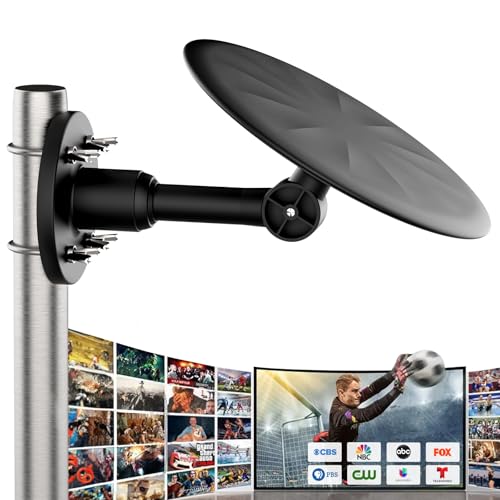 TV Antenna Outdoor – Long Range Digital HDTV Antenna for Smart TV with Signal Amplifier – 360° Reception Supports 8K 4K 1080P – Weatherproof Outdoor TV Antenna with 10m Coaxial Cable