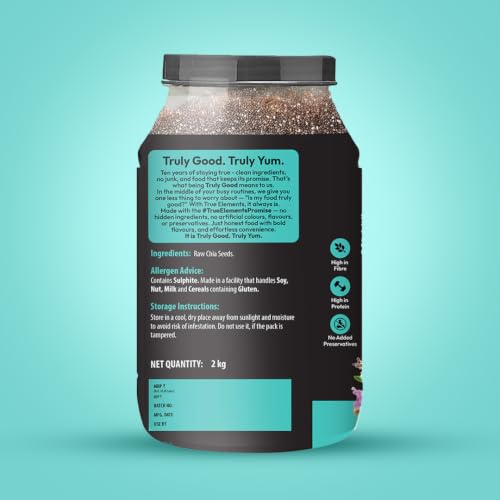 Image of True Elements Chia Seeds 2kg - Raw Seeds for Eating | Chia seeds | Non GMO | Seeds for Weight Management | Diet Food | Rich in Fibre and Calcuim