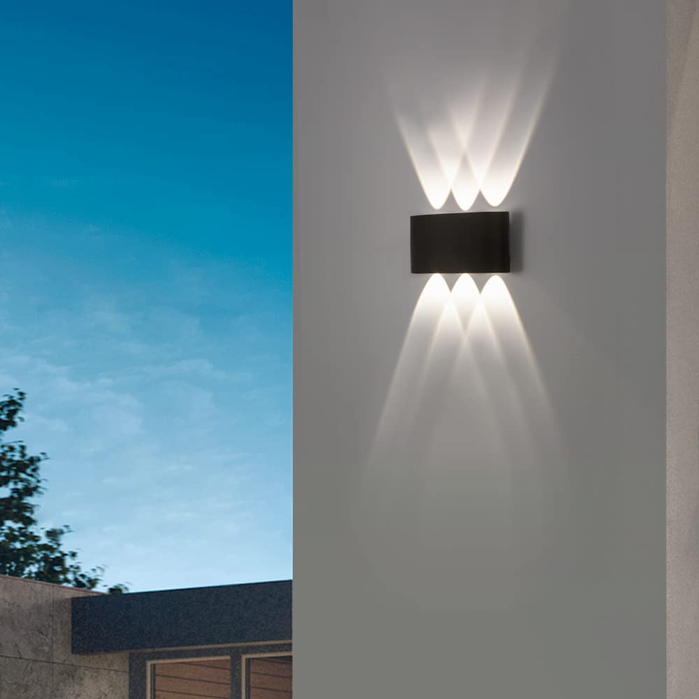 FUPE 2 Piezas Lámparas de Pared Exterior/Interior LED Aplique Pared 12W 1200LM ip65 impermeables up and down lámparas de pared de aluminio modernas que brillan arriba y abajo(Negro 3000k luz cálida) — view 8