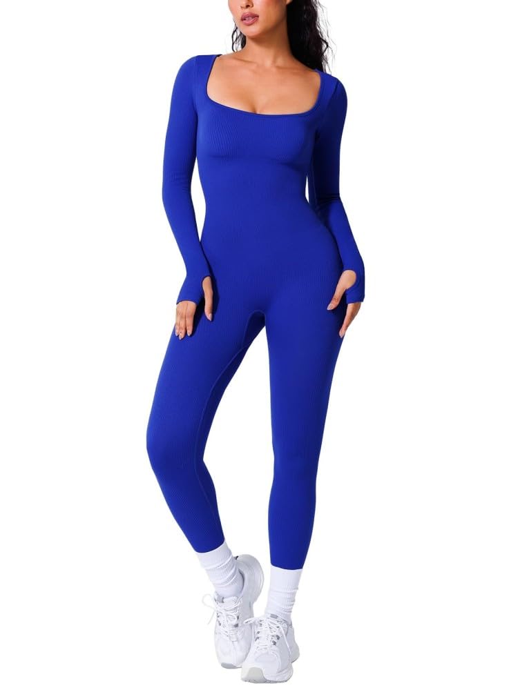 BRXL Long Sleeve Workout Jumpsuits for Women Full Body Suits Yoga Outfits