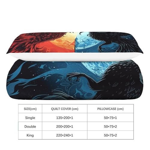 Linge de lit phénix rouge housse de couette 135x200 cm literie 3D single