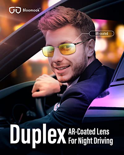 Bloomoak Night Driving Glasses| Polarized Night Vision Glasses - Anti Glare Glasses AR Coating| for Men/Women|Metal Frame2