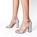 DREAM PAIRS Heels for Women Chunky Block Heel Open Toe Ankle Strap 3.5 Inch Heeled Sandals for Party Date Wedding,Size 8.5,Silver,DWUMHS2534