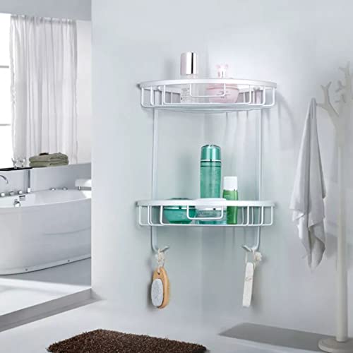 Estante de esquina de aluminio duradero: organizador de ducha triangular de 2 niveles 4