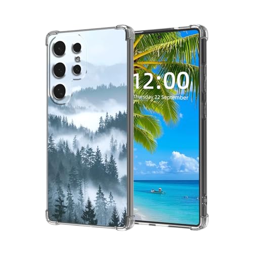 ETLKJVBL for Samsung Galaxy S24 Ultra Case, Nature Forest High-Definition Painted Back Cover with Soft Transparent TPU Bumper, Shockproof Protective for S24 Ultra Phone Case