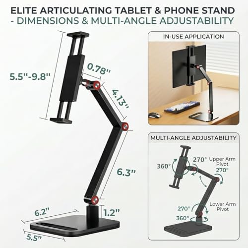 Image of Portable Monitor Holder for 12-17.3 Inch Screen, Universal Expandable Display Base, 12.9 Inch Tablet Stand, Adjustable Desktop Clamp Stand