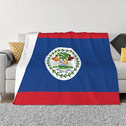 BLWSLC Manta de forro polar con diseño de bandera de Belice, manta decorativa para sofá, disponible en 4 tamaños de bandera de Belice para calidez del hogar.