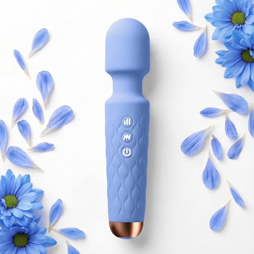 HXHLTP Rechargeable Personal Massager, 8-Speed & 20-Mode Cordless Handheld Percussion Massager for Neck, Back, Shoulder Relaxation, Quiet Handheld Body Massager with Ergonomic Design(Sky Blue)