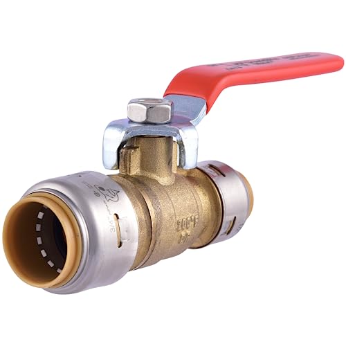 Image of SharkBite Max 3 /4 x 1 /2 in PTC Reducing Ball Valve, Push-to-Connect Brass Water Shut-Off Plumbing Fitting, UR22973