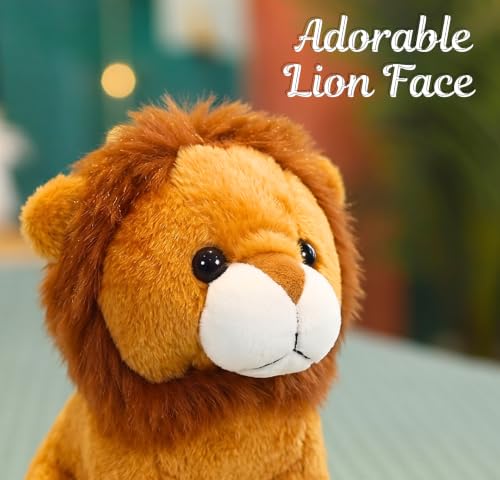 Image of Tickles Standing Lion Soft Stuffed Plush Animal Toy for Kids Boys & Girls Birthday Gifts (Color: Brown Size: 18 cm)
