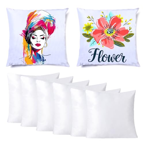 H-E Plain White Sublimation Blank Pillow Case DTF Printing Fashion Cushion Pillowcase Cover for Sublimation and DTF Printing DIY Throw Pillow Covers (10pcs/Pack)