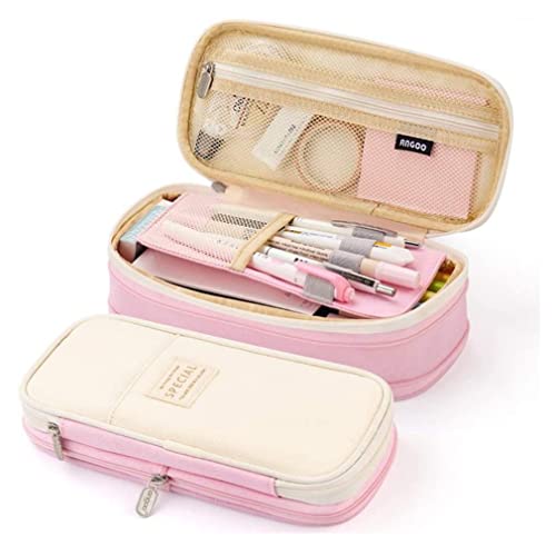 Image of iSuperb Foldable Pencil Case Zipper Big Capacity Canvas Pencil Pouch Stationery Organizers Pen Bag Compartments Cosmetic Makeup Bags For Girls Boys (Multicolor)
