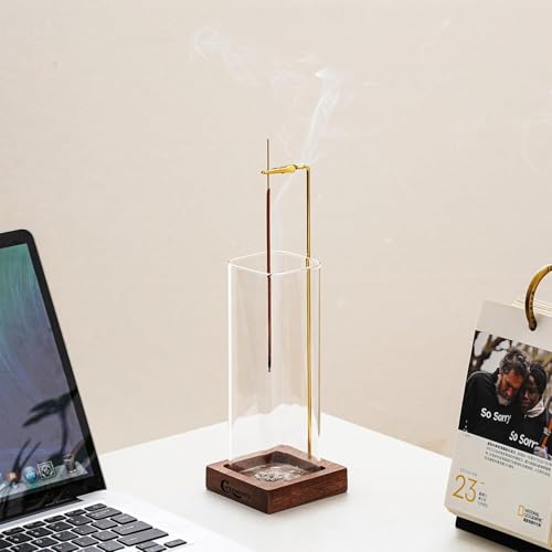 CEREMONY Incense Holder,Wood Incense Holder for Sticks with Glass Ash Catcher,Incense Burner for Meditation Yoga Spa Room Decor - Image 5