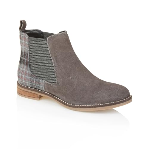 Silver Street London Jenny Premium Suede Leather Womens Boots Comfortable Lightweight Chelsea Boots, Grey, UK 7