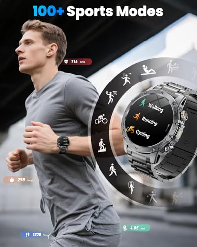 Karchilor Military Smart Watches for Men (Answer/Make Calls), Smart Watch with 1000mAh Battery, Heart Rate/Sleep Monitor 100+ Sport Modes 1.7″ Fitness Watch for Android/iPhone, 2 Bands (Silver) - image 8
