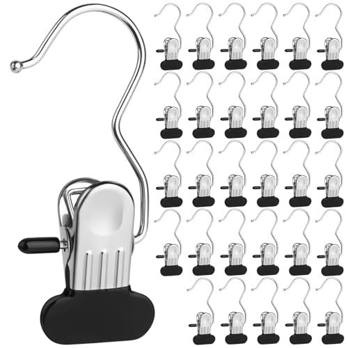 Clothes Pins 30-Pack Laundry Hook Hangers Clothes Hanger Clips for Closet Organizer Socks Towels Clips Heavy Duty Clothespins Bulk Clothes Hanger Clips for Wardrobe Travel Pants Socks Handbag by AAPPD - Used condition - US$21.65
