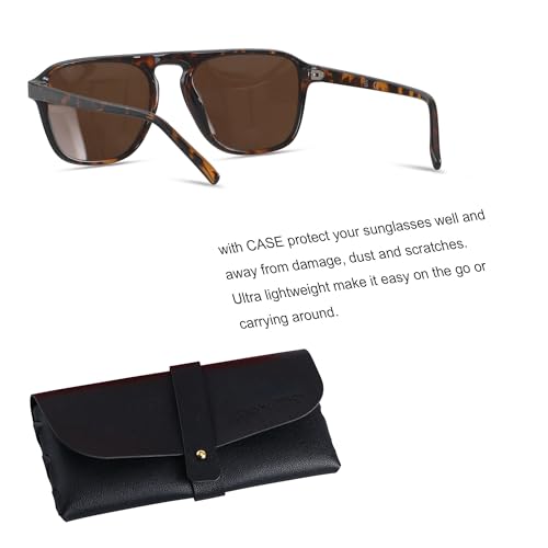 ANDWOOD Square Aviator Sunglasses Polarized Mens Womens UV Protection Sun glasses2