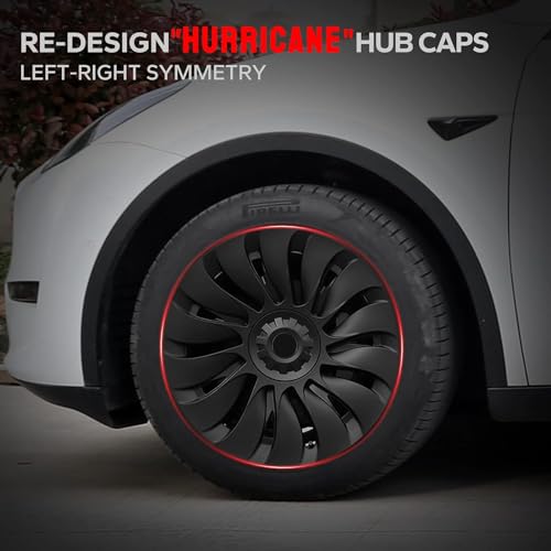 Klutchtech Model Y Hubcaps - 19 Inch Gemini Wheel Covers 19'' Hurricane Wheel Hub Caps - Left-Right Aero Symmetry Design Kit Fit Model Y Accessories 2021-2023 (Matte Black - 4 Pack) - Image 3