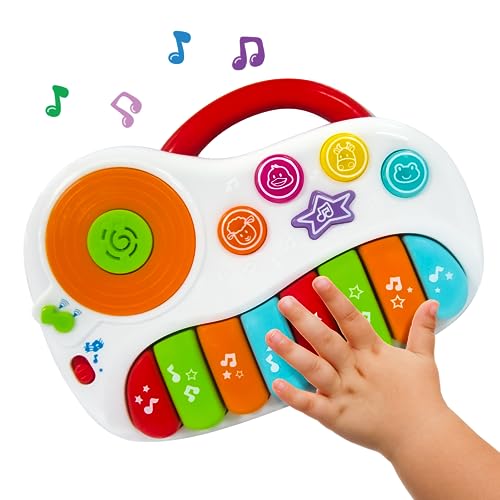 Musical Piano Toy for 1-3 Years Old Toddlers with Keyboard Note, DJ Mixer and Light-Up Buttons - Educational and Fun for Both Boys...