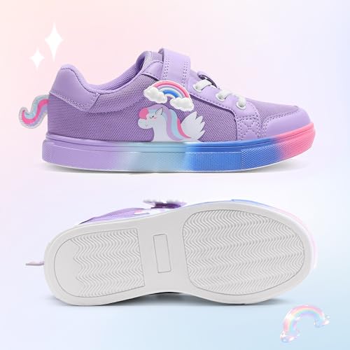 DREAM PAIRS Girls Shoes Toddler Sneakers Rainbow Storybook Casual School Walking Footwear for Toddler/Little Kids,Size 12 Little Kid,Rainbow/Purple,SDFS2308K